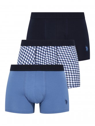 U.S. POLO ASSN. 3Pack boxerky 80256tm.modrá, denim, kostka 